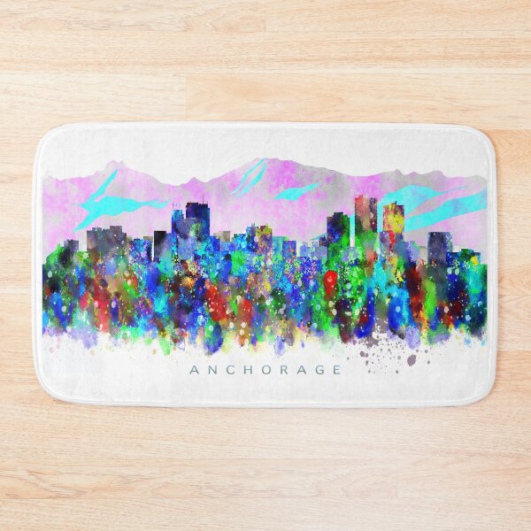 Item preview, Anchorage, Alaska Skyline Watercolor Painting designed and sold by InkistPrints.