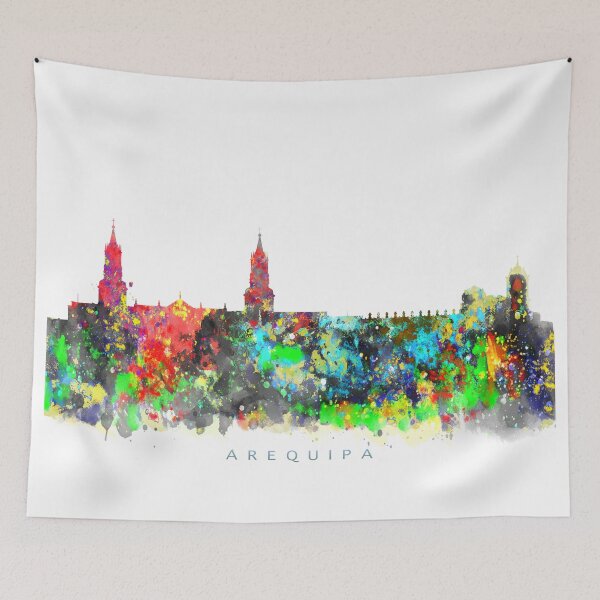 Item preview, Arequipa, Peru Skyline Watercolor Painting designed and sold by InkistPrints.