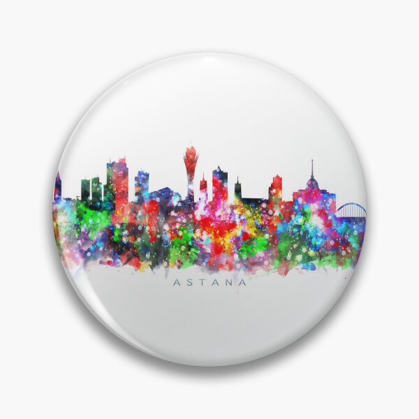 Item preview, Astana, Kazakhstan Skyline Watercolor Painting designed and sold by InkistPrints.