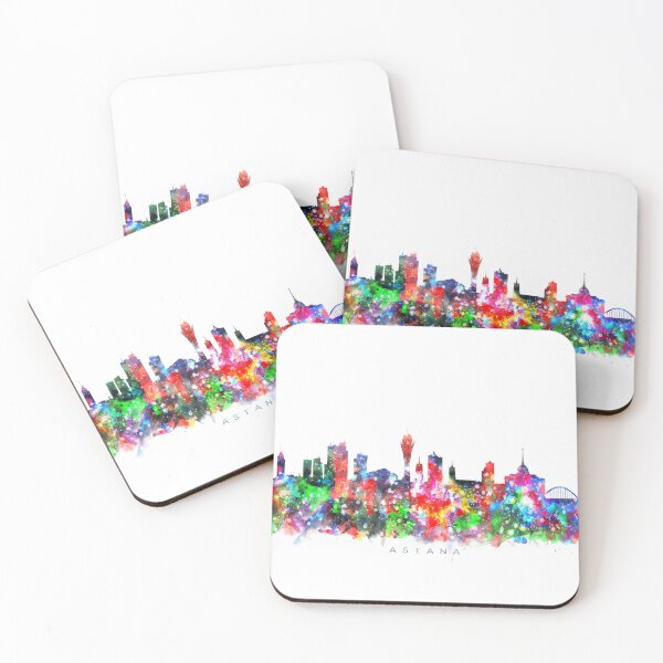 Item preview, Astana, Kazakhstan Skyline Watercolor Painting designed and sold by InkistPrints.
