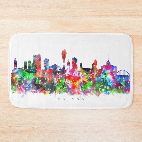 Item preview, Astana, Kazakhstan Skyline Watercolor Painting designed and sold by InkistPrints.