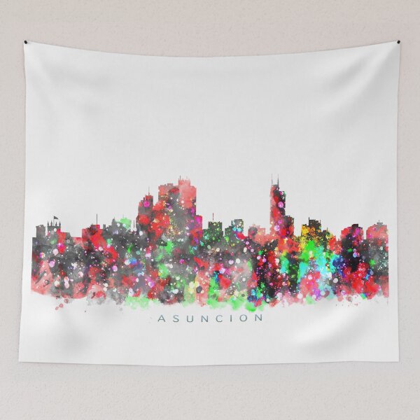Item preview, Asuncion, Paraguay Skyline Watercolor Painting designed and sold by InkistPrints.