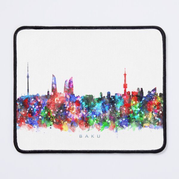 Artikelvorschau, Baku, Azerbaijan Skyline Watercolor Painting entworfen und verkauft von InkistPrints.