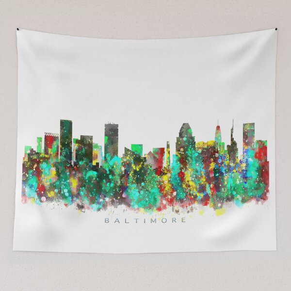 Item preview, Baltimore, Maryland Skyline Watercolor Painting designed and sold by InkistPrints.