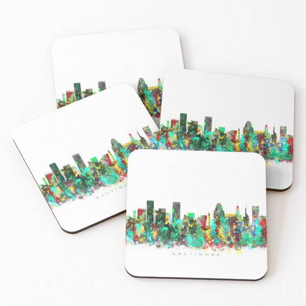 Item preview, Baltimore, Maryland Skyline Watercolor Painting designed and sold by InkistPrints.