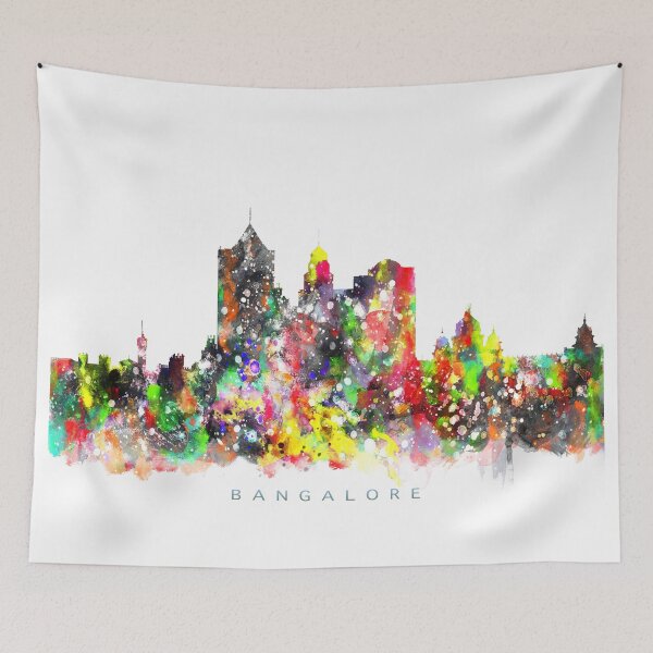 Item preview, Bangalore, India Skyline Watercolor Painting designed and sold by InkistPrints.