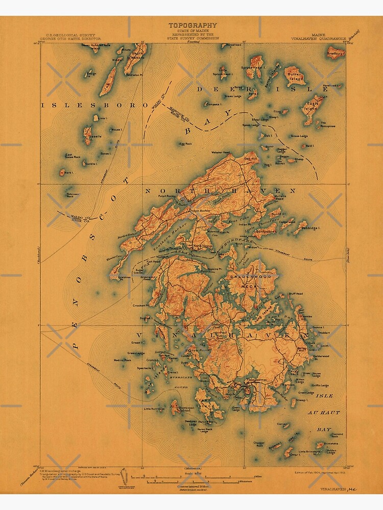 "Vinalhaven Maine Vintage Map" Poster for Sale by BeaSchoney Redbubble