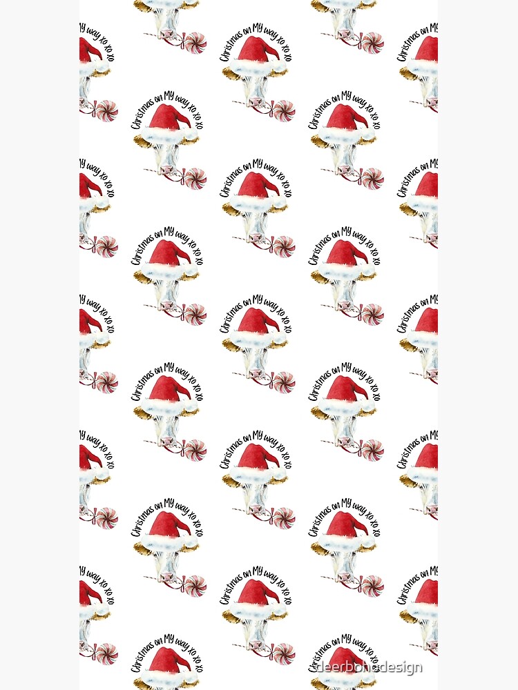 Christmas on MY Way XO XO XO / Funny watercolor art by deerbohodesign