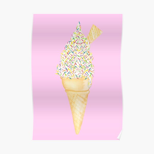 Soft Serve with Sprinkles - Pink Poster
