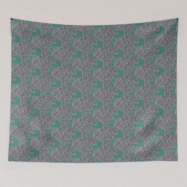 Item preview, abstract teal and gray map of city designed and sold by taylaphotos.