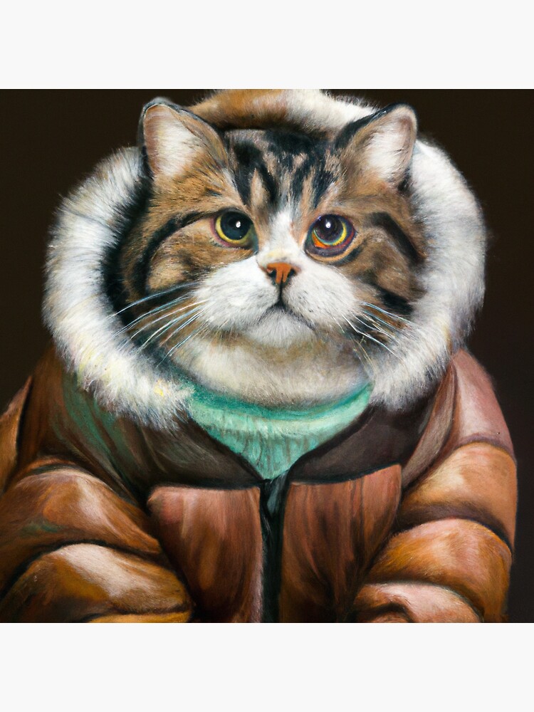 Cute cat wearing a puffer jacket | Sticker
