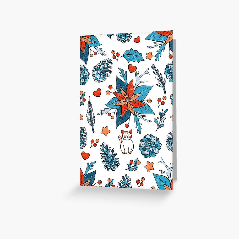 Christmas cat foliage Greeting Card