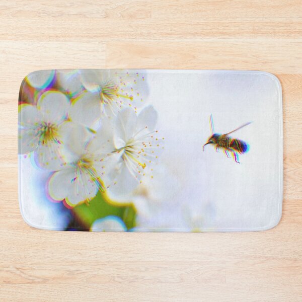 Item preview, Psychedelic Flying Bee White Flowers designed and sold by Stonio.