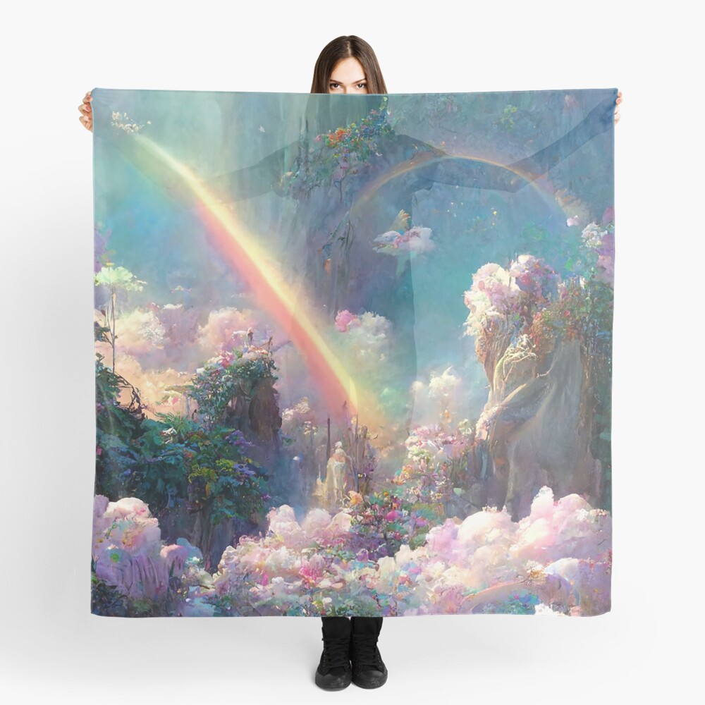Rainbow World Abstract Art Print Scarf
