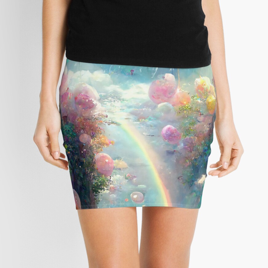 Rainbow World Abstract Art Print Mini Skirt