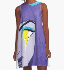 Lightning Eye Girl In Silent Rage A-Line Dress