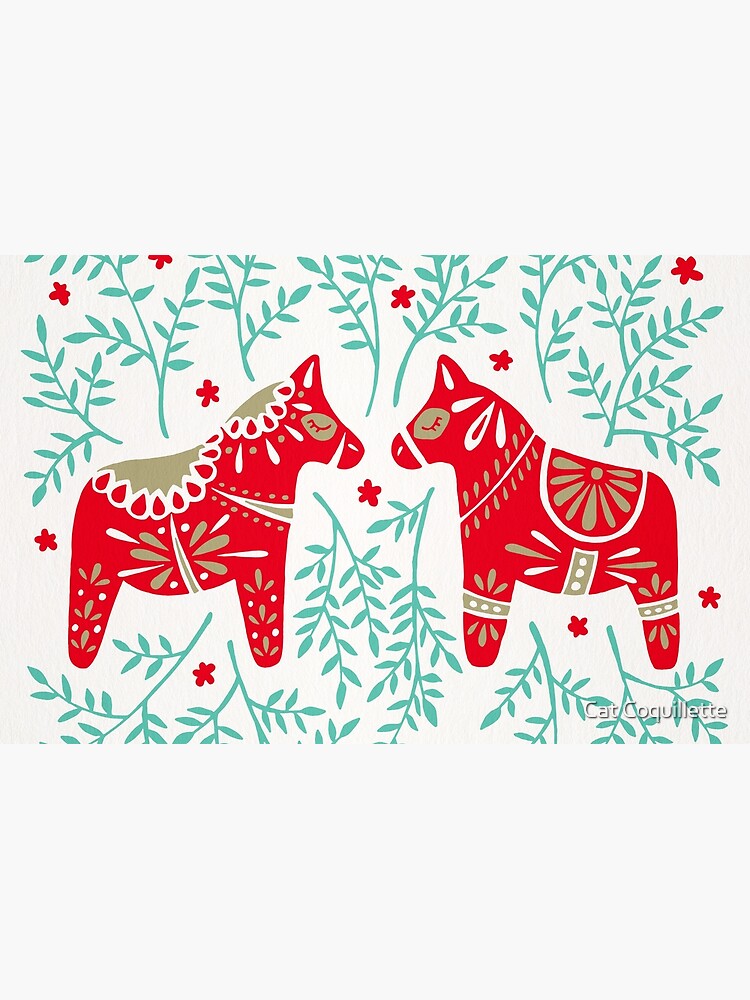 Swedish Dala Horses – Red & Mint Palette by catcoq