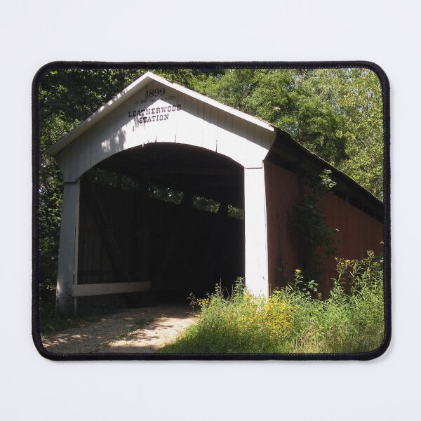 Item preview, Leatherwood Station Covered Bridge in Indiana designed and sold by gotucoveredart.