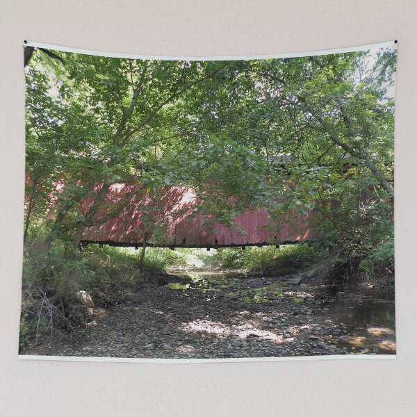 Item preview, Leatherwood Station Covered Bridge in Indiana designed and sold by gotucoveredart.