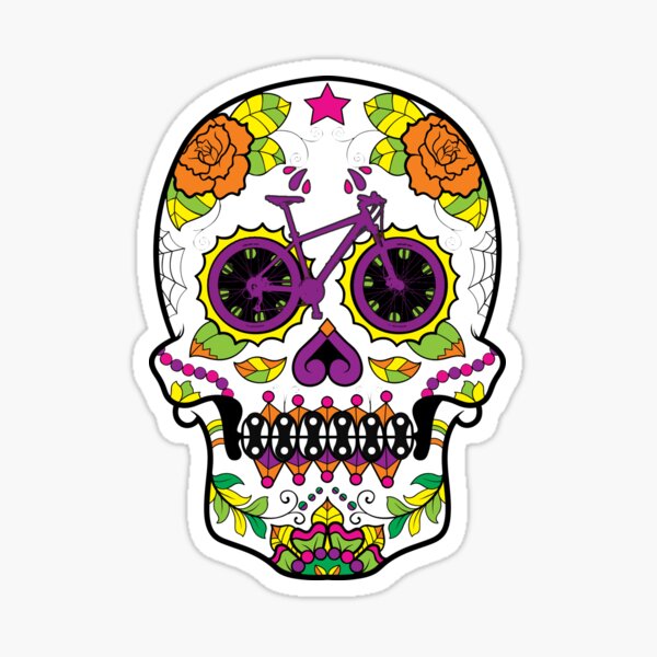 Vista previa del artículo con la obra «Sugar Skull Dia De Los Muertos MTB Halloween», diseñado y vendido por Sarcastic And Funny.