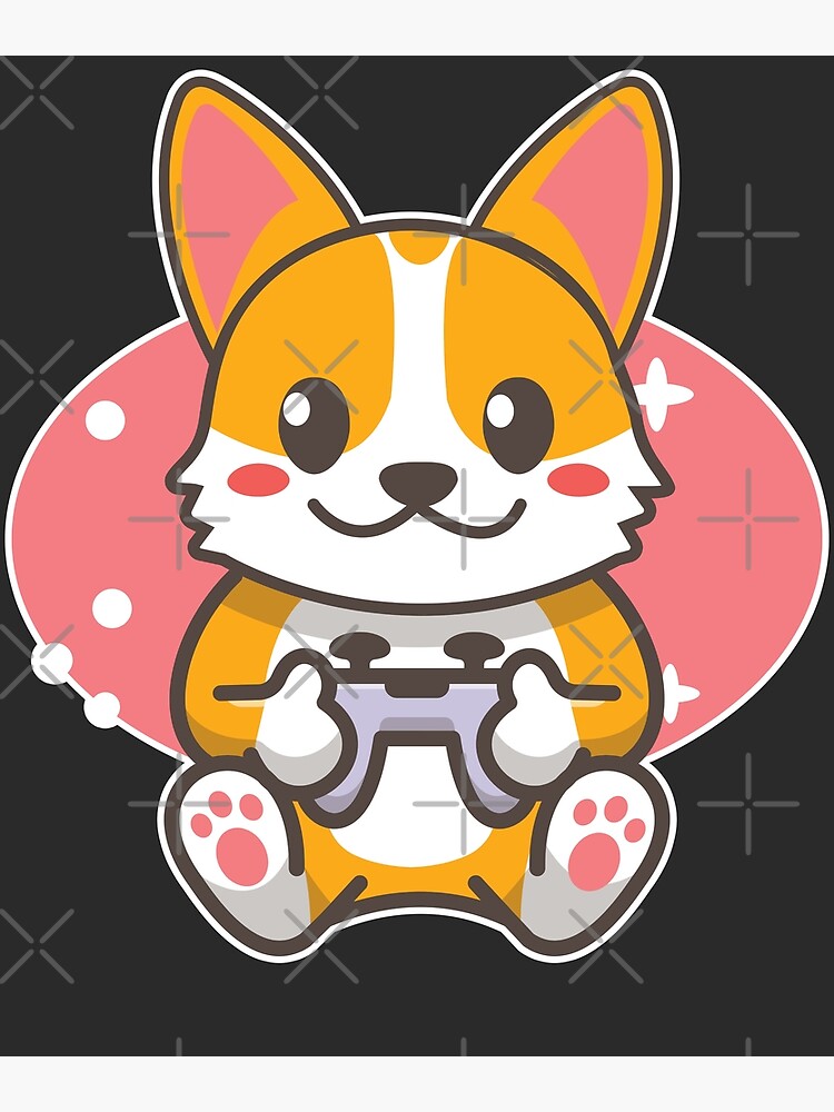 Cute Gaming Corgi Video Game Computer Videogame PC Kawaii Anime