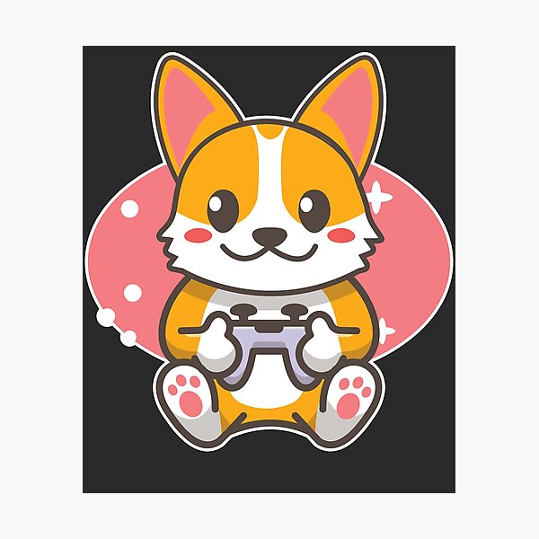 Cute Gaming Corgi Video Game Computer Videogame PC Kawaii Anime