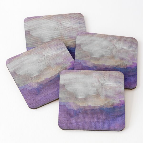 Item preview, Semi-abstract taupe sky and purple canyon in acrylic wash on textured canvas designed and sold by robinyukiko.