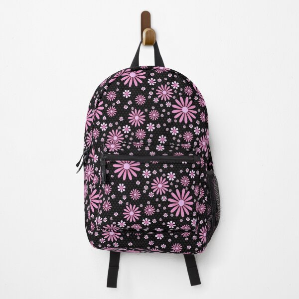 Item preview, Flower Power Pink on Black designed and sold by PaperRain.