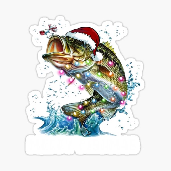 Santa Hat Bass Fish Xmas Lighting Ugly Bass Christmas Funny Gift Women’s Perfect Tri Rocker Tank