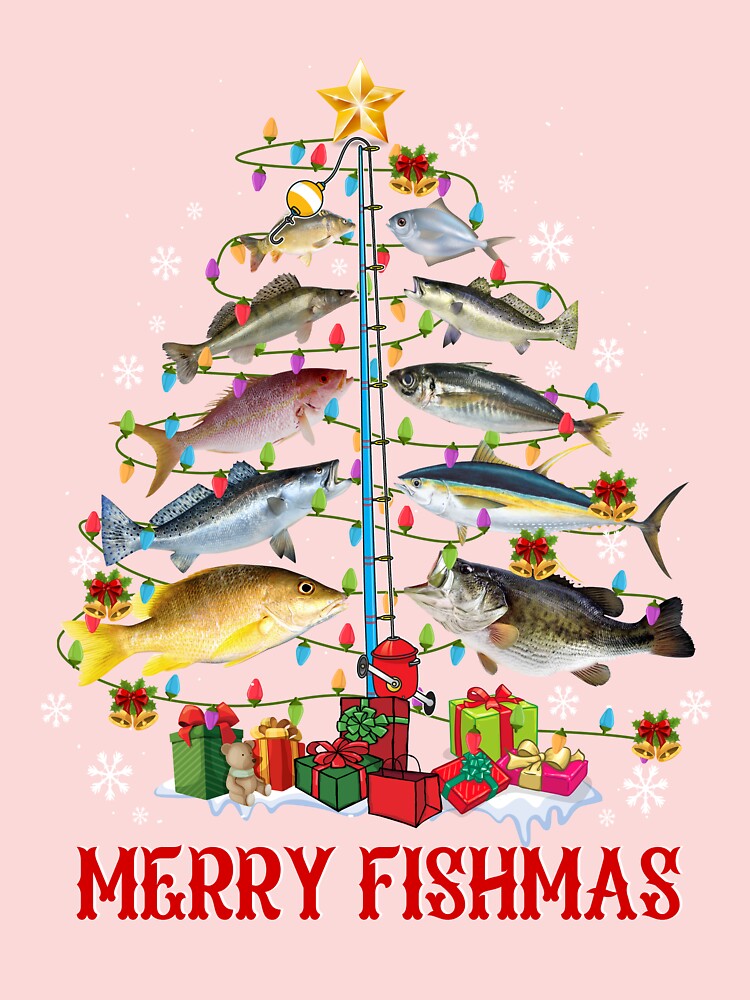 Merry Fishmas Funny Santa Claus Fishing Puns Christmas Fish T-Shirt
