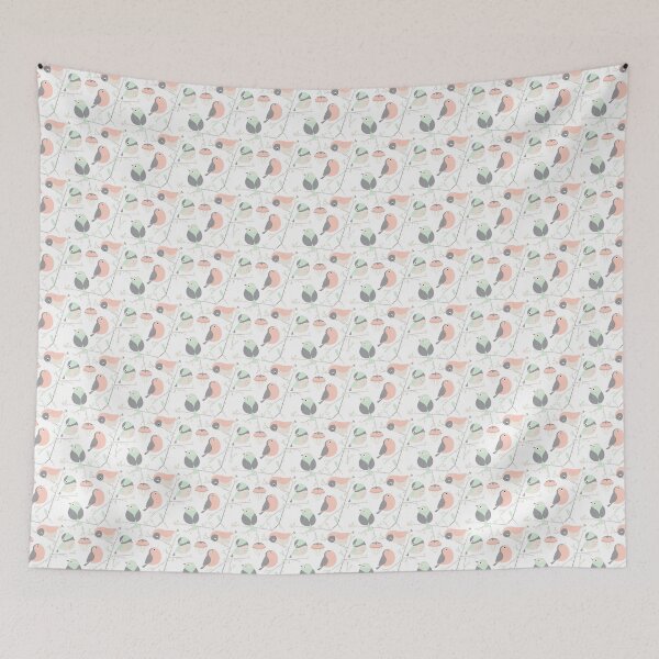 Item preview, cute birds on branch repeat  pattern designed and sold by Angela Sbandelli.