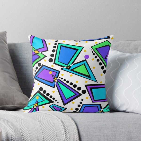 City Lights Memphis Style Retro Pattern Throw Pillow