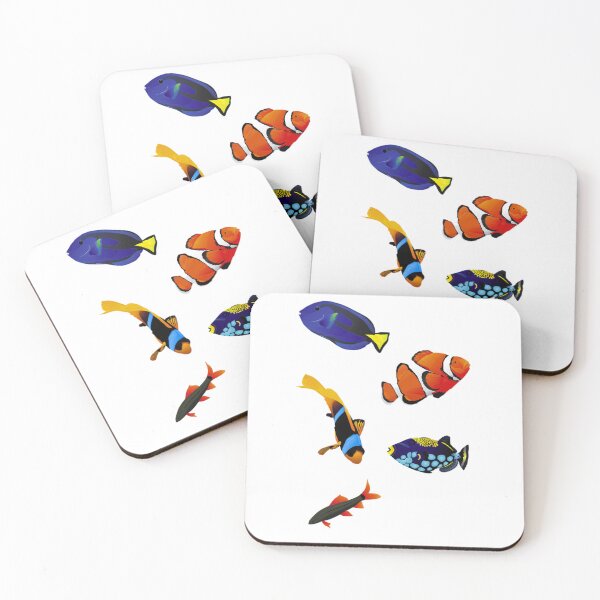 Item preview, Clown fish, blue morpho tang, parrot fish - marine fish art designed and sold by killies.