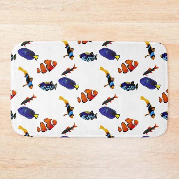 Item preview, Clown fish, blue morpho tang, parrot fish - marine fish art designed and sold by killies.