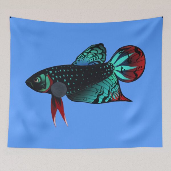Item preview, Wild Type Fighting Siamese Betta Fish Art designed and sold by killies.
