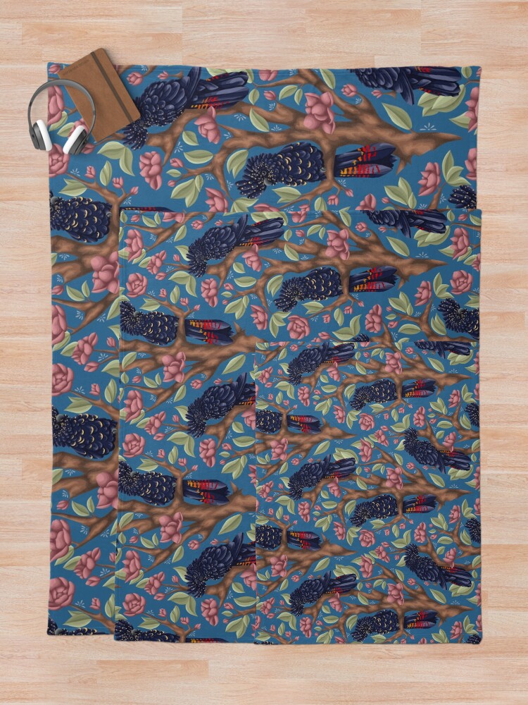 Thumbnail 5 of 6, Throw Blanket, Black Cockatoos designed and sold by smoothfoxill.