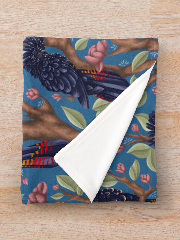 Thumbnail 3 of 6, Throw Blanket, Black Cockatoos designed and sold by smoothfoxill.