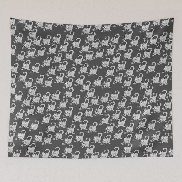 Item preview, Grayscale Tabby Marshmallow Cats with toy Mice designed and sold by LawsonFabrics.