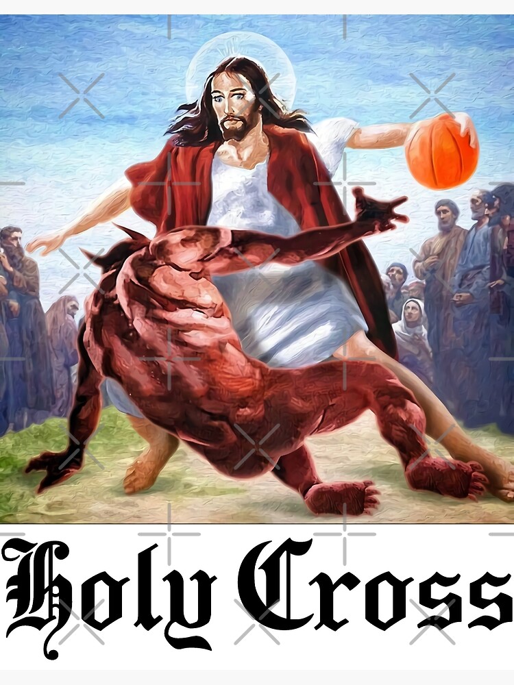 Funny Jesus Crossing Up The Devil Satan Playing Basketball Meme Poster For Sale By Fomodesigns 