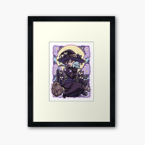 Tricksy Witch and Whimsy Cats Framed Art Print