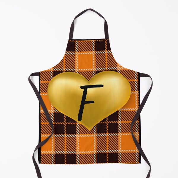 Aperçu de l'œuvre Coeur d'or chaud abstrait Plaid-Puff avec initiale-F créée et vendue par SunMoonBeyond.