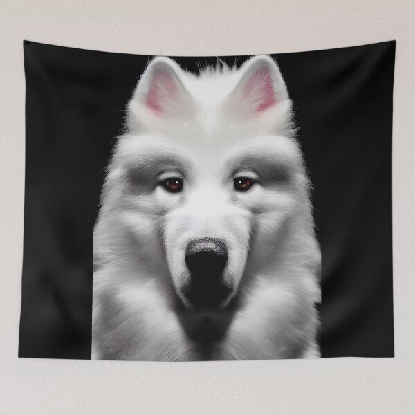 Item preview, White Samoyed dog portrait - neon light #3 designed and sold by supeart.