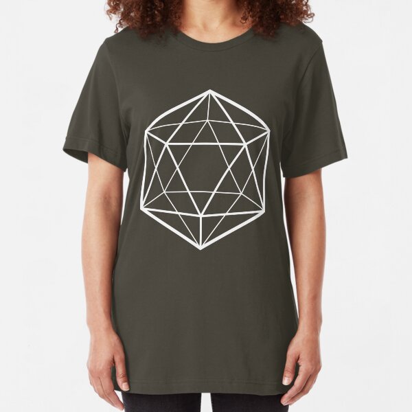 Clear icosahedron (dark background) Slim Fit T-Shirt