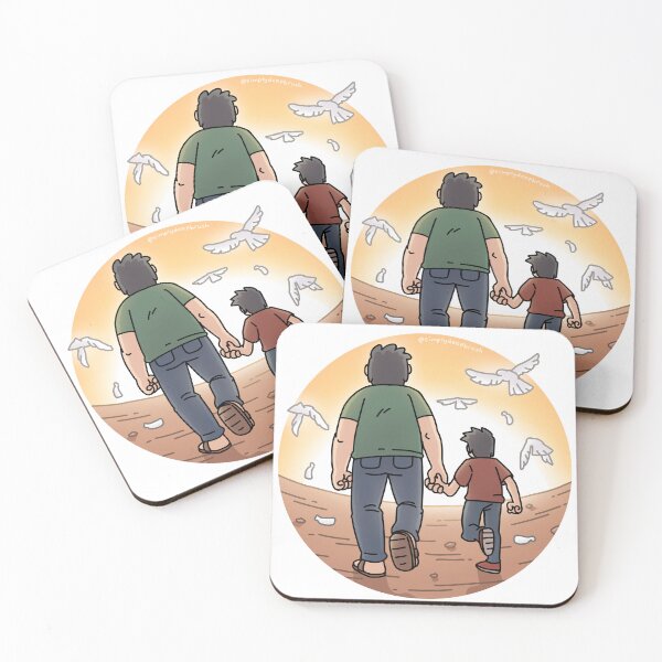 Item preview, Father Dad and Son Holding Hand Cartoon designed and sold by SimplyDeepBrush.