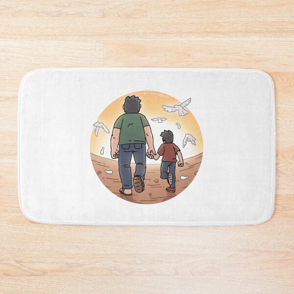 Item preview, Father Dad and Son Holding Hand Cartoon designed and sold by SimplyDeepBrush.