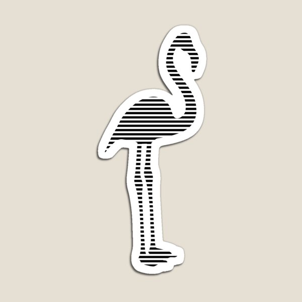 Flamingo - strips - black and white. Magnet