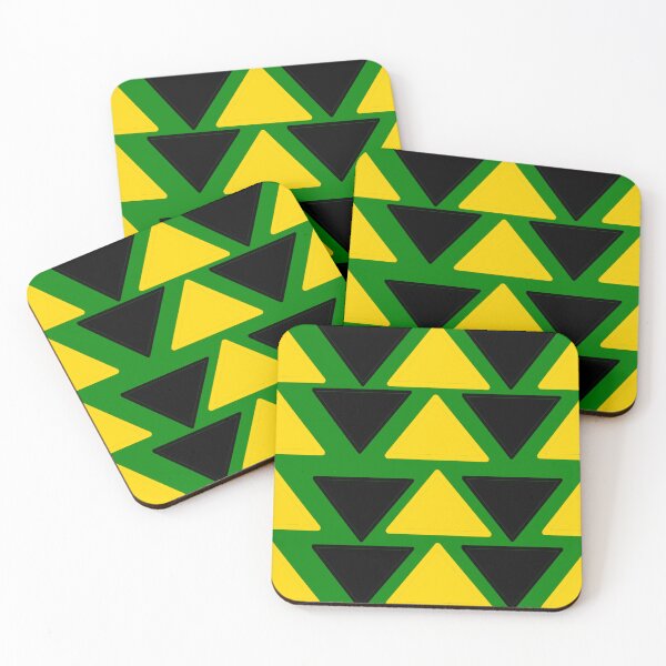 Item preview, Black and Yellow Triangles on Green designed and sold by LawsonFabrics.