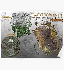 Morrowind, Elder Scrolls, 3 Islands Map, Poster Restoration Poster