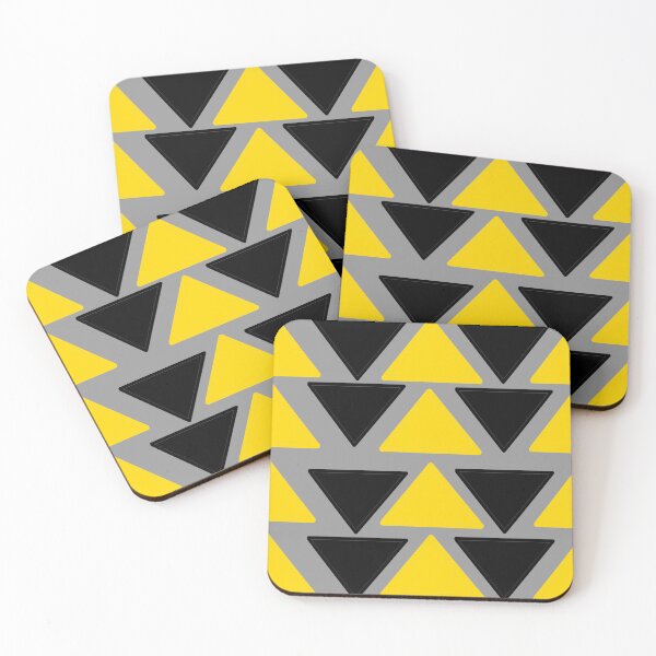 Item preview, Black and Yellow Triangles on Grey/Gray designed and sold by LawsonFabrics.