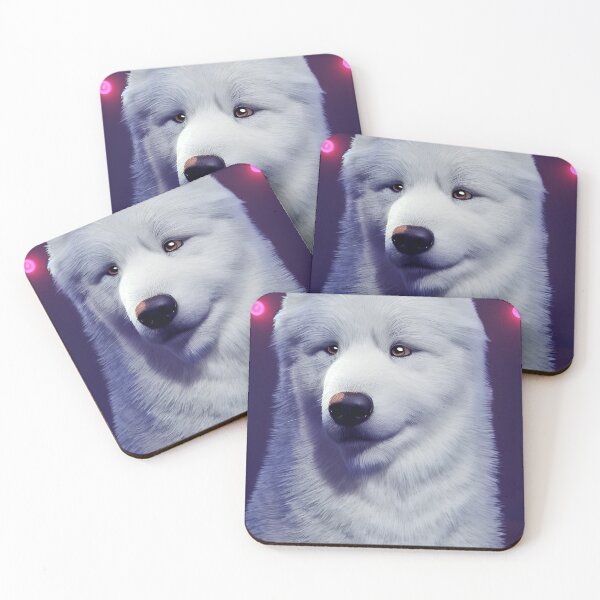 Item preview, White Samoyed dog portrait - neon light #5 designed and sold by supeart.